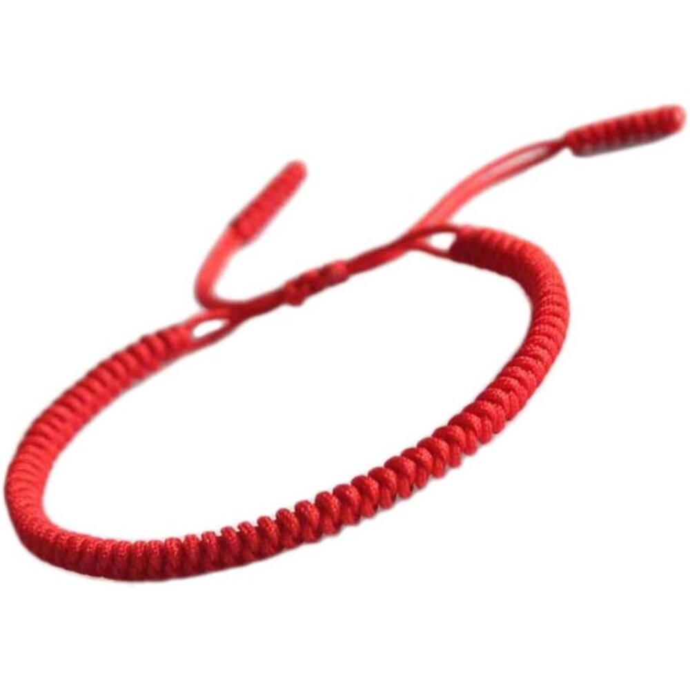 Handmade Tibetan Buddhist Prayer Rope Bracelet - Adjustable Red String for All
